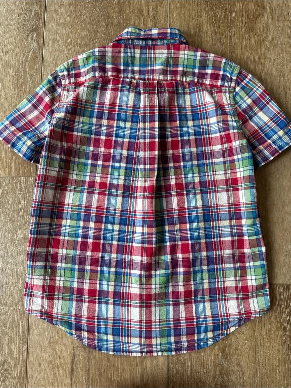 Ralph Lauren Plaid Button Down Shirt Boys Size 6 Red Blue Green Short Sleeve